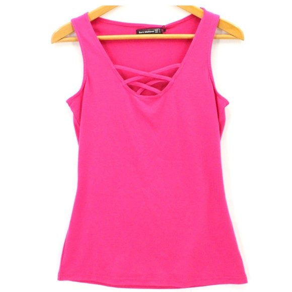 Sarin Mathews Blouse Top Womens Pink Sleeveless V Neck Size Small S NWT - Picture 1 of 7